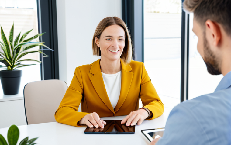 A professional female wellness coordinator in a modest business casual outfit, sitting across from a male client in appropriate attire within a bright, modern wellness consultation room. They are engaged in a calm, collaborative discussion, with a tablet displaying a holistic wellness plan visible on the table. The background includes soft, natural light, a discreet potted plant, and clean lines, emphasizing a supportive and comprehensive approach to well-being. safe for work, appropriate content, fully clothed, professional, perfect anatomy, correct proportions, natural pose, well-formed hands, proper finger count, natural body proportions, professional photography, high quality.