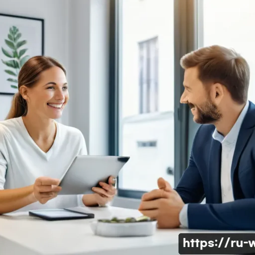 웰빙코디네이터와 건강 데이터 활용 전략 - A professional wellness coordinator conducting a motivational interview with a middle-aged Russian c...